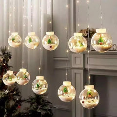 LED Christmas Curtain Lights with Snowman and Wishing Ball for Decor