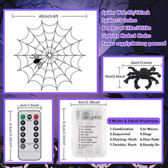 4FT Halloween Spider Web Lights with 70 LED & Remote