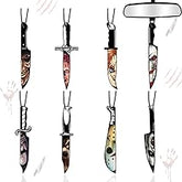 8PCS Horror Movie Car Air Fresheners – Knife-Shaped Hanging Ornaments with Classic Scary