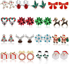 23 Pairs Christmas Earrings for Women Xmas Holiday Dangle Earrings Christmas Stud Tree Snowflake Bow Bells Light Earrings Bulk Cute Christmas Party Jewelry Gifts