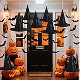 8 Pack Hanging Witch Hats with 32 3D Bats