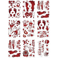 84Pcs Halloween Bloody Handprint & Footprint Stickers – Reusable Window