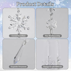 Christmas Tree Ornaments Sparkling Dazzling Festival Party Decoration Crystal Snowflake Design Hanging Ornament Holiday Season Home Decor