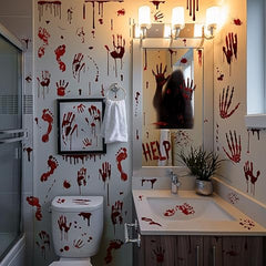 84Pcs Halloween Bloody Handprint & Footprint Stickers – Reusable Window