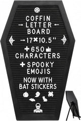 Nomnu Coffin Letter Board – 17" Gothic Felt Sign with 3D Bat Stickers