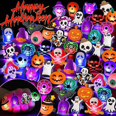 Halloween LED Light-Up Rings – 50PCS Glow Flash Rings for Kids & Adults