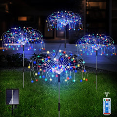 4pcs Solar Outdoor Fireworks LED Lights for Garden and Holiday Decor