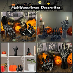Halloween Decor Indoor – 4 Pack Creepy Reaching Hands with LED Candles