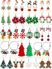 23 Pairs Christmas Earrings for Women Xmas Holiday Dangle Earrings Christmas Stud Tree Snowflake Bow Bells Light Earrings Bulk Cute Christmas Party Jewelry Gifts