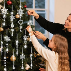 Christmas Tree Ornaments Sparkling Dazzling Festival Party Decoration Crystal Snowflake Design Hanging Ornament Holiday Season Home Decor