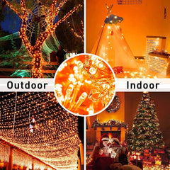 33FT Orange Halloween String Lights – 100 LED Battery Operated Waterproof Lights with Remote