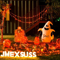 33FT Orange Halloween String Lights – 100 LED Battery Operated Waterproof Lights with Remote