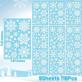 Christmas Decorations, 9 Sheets Christmas Window Clings, Snowflake Window Clings Decals, Double Sided Xmas Snowflake Decal Stickers for Winter Holiday Home Indoor Decorations Decor Supplies