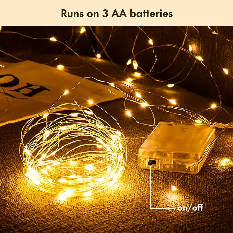 LED Battery Powered Copper Wire Fairy Lights for Holiday and Party Decor