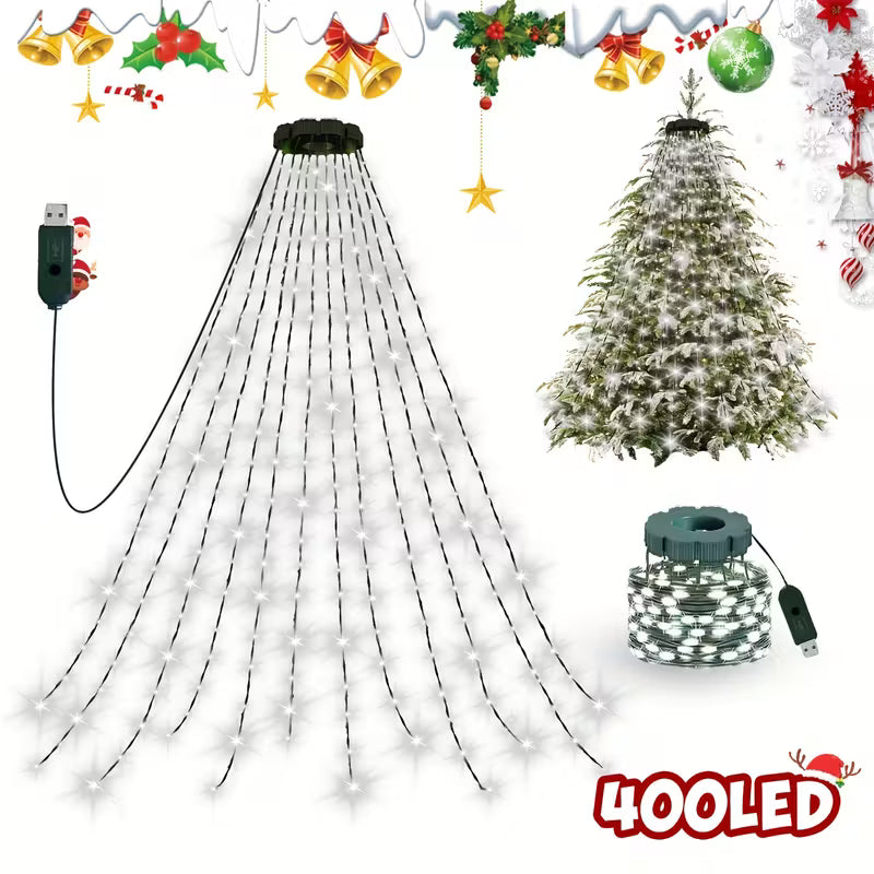 LED Waterfall String Lights for Christmas Trees, Garden, and Home Decor