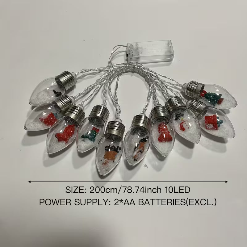 Christmas Snow Globe String Lights for Indoor Holiday and Party Decor