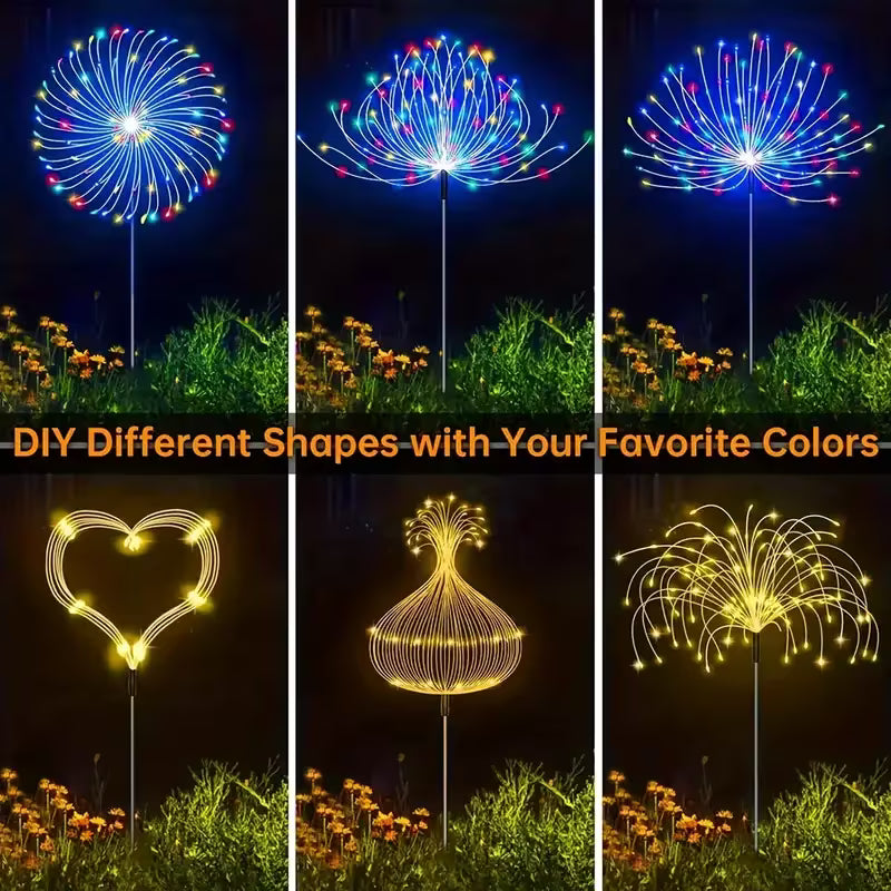 4pcs Solar Outdoor Fireworks LED Lights for Garden and Holiday Decor