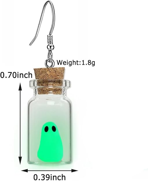 Glow-in-the-Dark Ghost in a Bottle Earrings