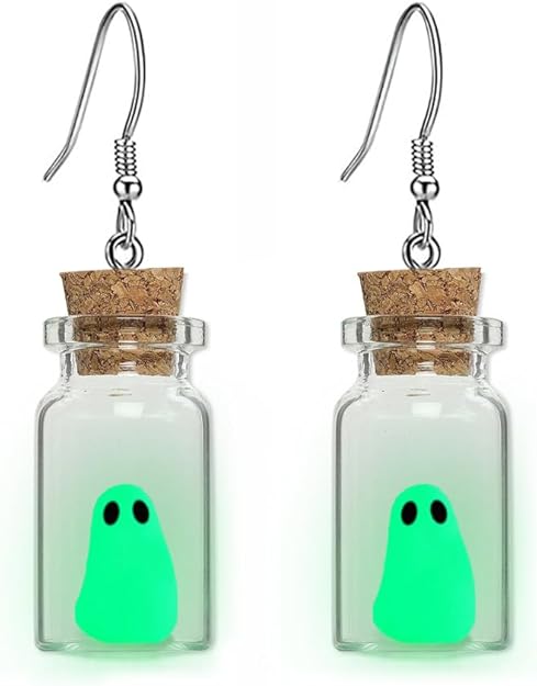 Glow-in-the-Dark Ghost in a Bottle Earrings