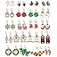 23 Pairs Christmas Earrings for Women Xmas Holiday Dangle Earrings Christmas Stud Tree Snowflake Bow Bells Light Earrings Bulk Cute Christmas Party Jewelry Gifts