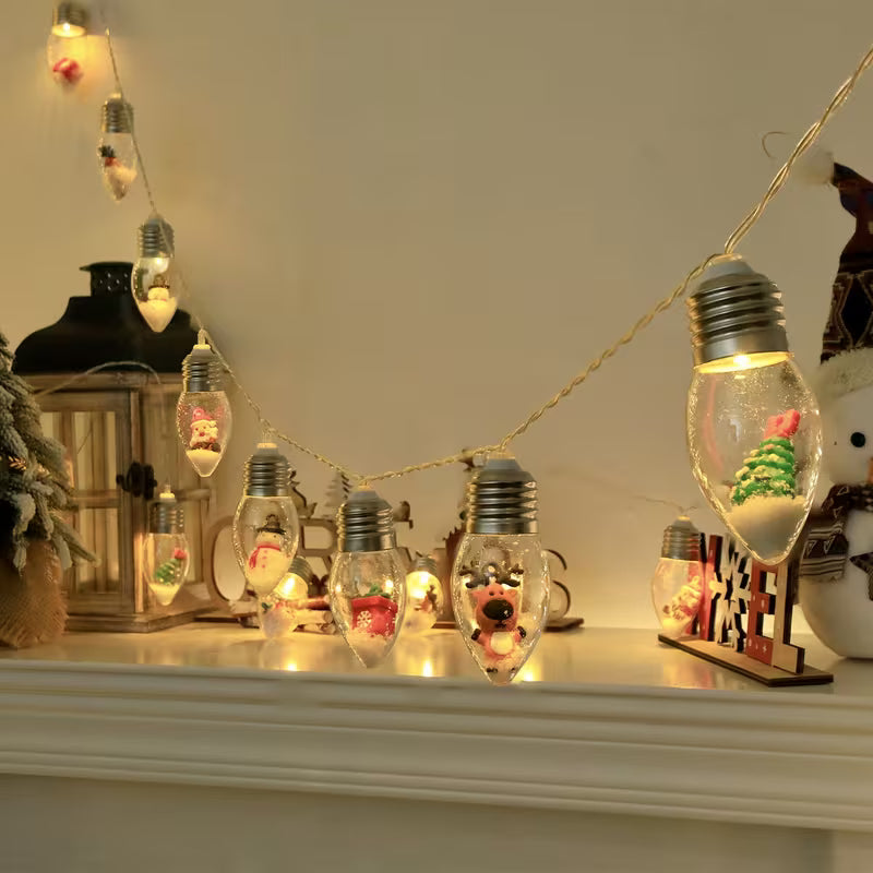 Christmas Snow Globe String Lights for Indoor Holiday and Party Decor