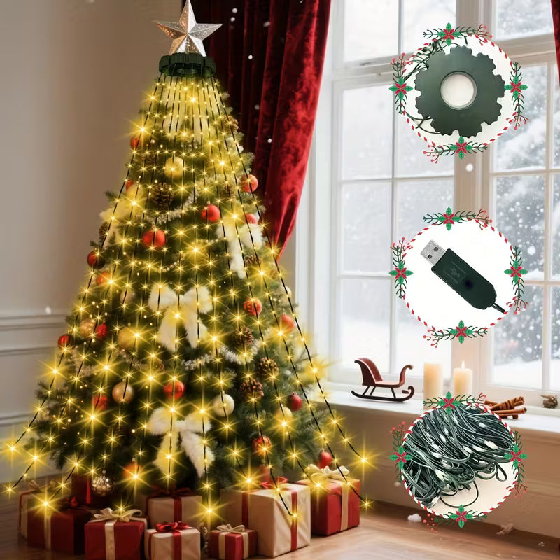 LED Waterfall String Lights for Christmas Trees, Garden, and Home Decor