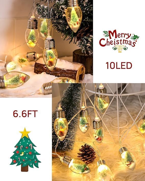 Christmas Snow Globe String Lights for Indoor Holiday and Party Decor