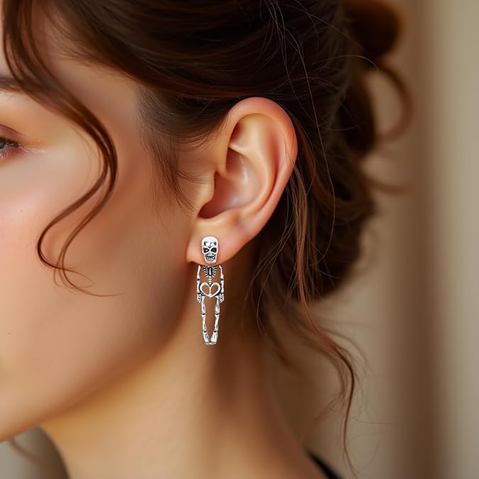 Halloween Dangle Earrings Set – Skeleton, Ghost, Witch, Skull & Knife Drop Earrings for Women