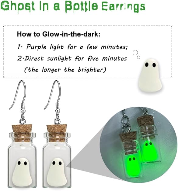 Glow-in-the-Dark Ghost in a Bottle Earrings