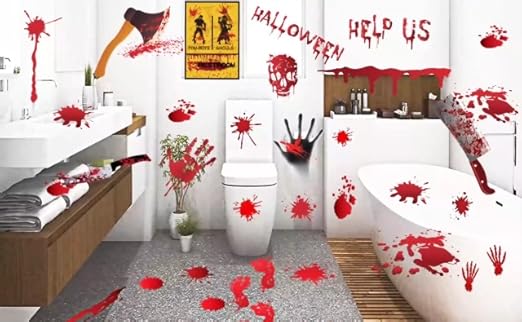 84Pcs Halloween Bloody Handprint & Footprint Stickers – Reusable Window