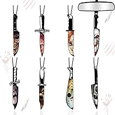 8PCS Horror Movie Car Air Fresheners – Knife-Shaped Hanging Ornaments with Classic Scary