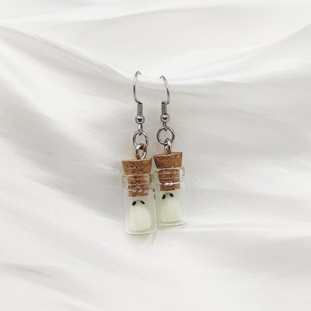 Glow-in-the-Dark Ghost in a Bottle Earrings