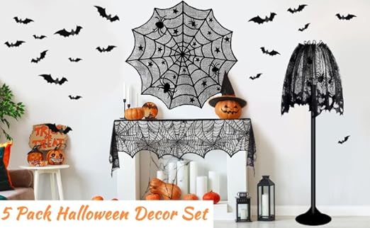 5 Pack Halloween Lace Decoration Set