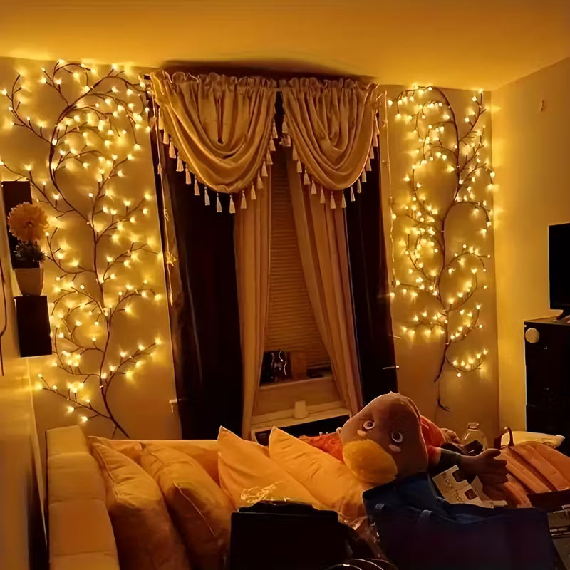 AMill 96 LED Willow Vine Wall Lights USB Powered for Cozy Home Decor