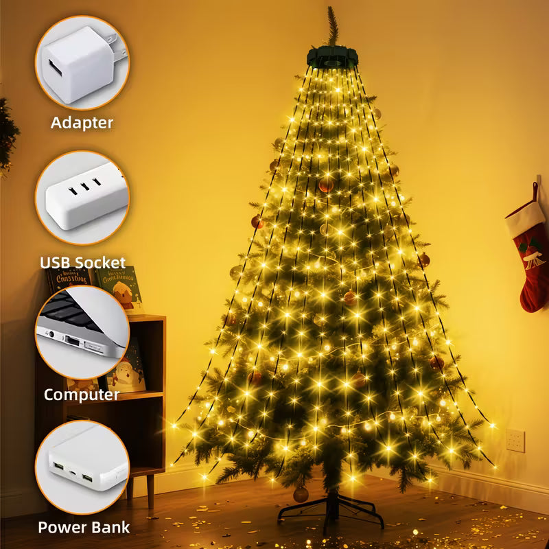 LED Waterfall String Lights for Christmas Trees, Garden, and Home Decor