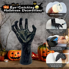 Halloween Decor Indoor – 4 Pack Creepy Reaching Hands with LED Candles