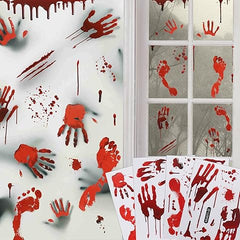 84Pcs Halloween Bloody Handprint & Footprint Stickers – Reusable Window