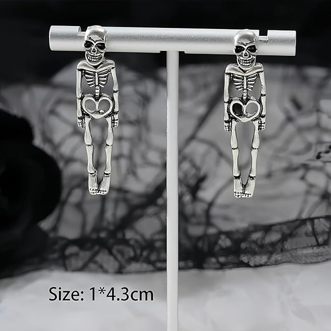 Halloween Dangle Earrings Set – Skeleton, Ghost, Witch, Skull & Knife Drop Earrings for Women