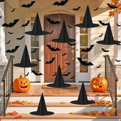 8 Pack Hanging Witch Hats with 32 3D Bats