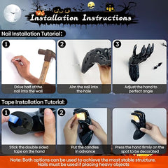 Halloween Decor Indoor – 4 Pack Creepy Reaching Hands with LED Candles