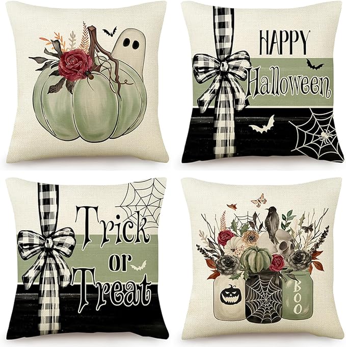 PSDWETS Christmas Pillow Covers 18x18 Set of 4 Christmas Decorations Snowman Deer Tree Winter Holiday Decor Throw Cushion Case for Home Couch