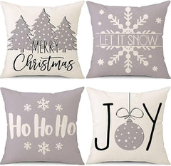 PSDWETS Christmas Pillow Covers 18x18 Set of 4 Christmas Decorations Snowman Deer Tree Winter Holiday Decor Throw Cushion Case for Home Couch