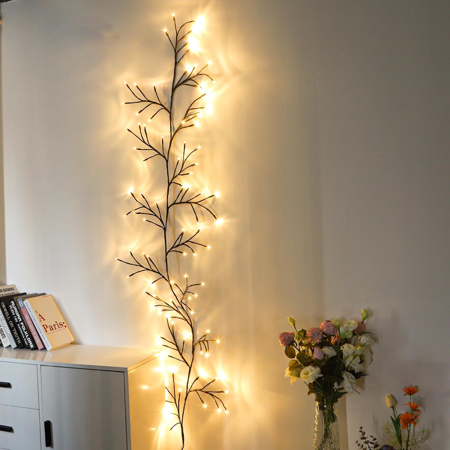 AMill 96 LED Willow Vine Wall Lights USB Powered for Cozy Home Decor