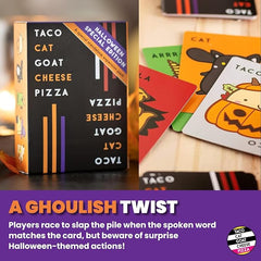 Taco Cat Goat Cheese Pizza: Halloween Edition – Spooky Fast-Paced Card Game for Family