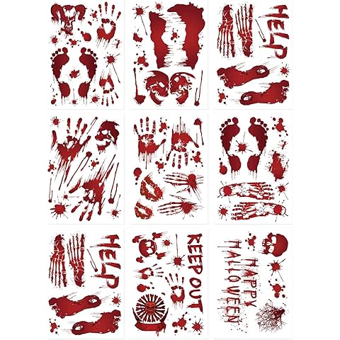 84Pcs Halloween Bloody Handprint & Footprint Stickers – Reusable Window