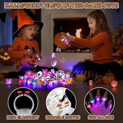 Halloween LED Light-Up Rings – 50PCS Glow Flash Rings for Kids & Adults