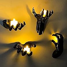 Halloween Decor Indoor – 4 Pack Creepy Reaching Hands with LED Candles