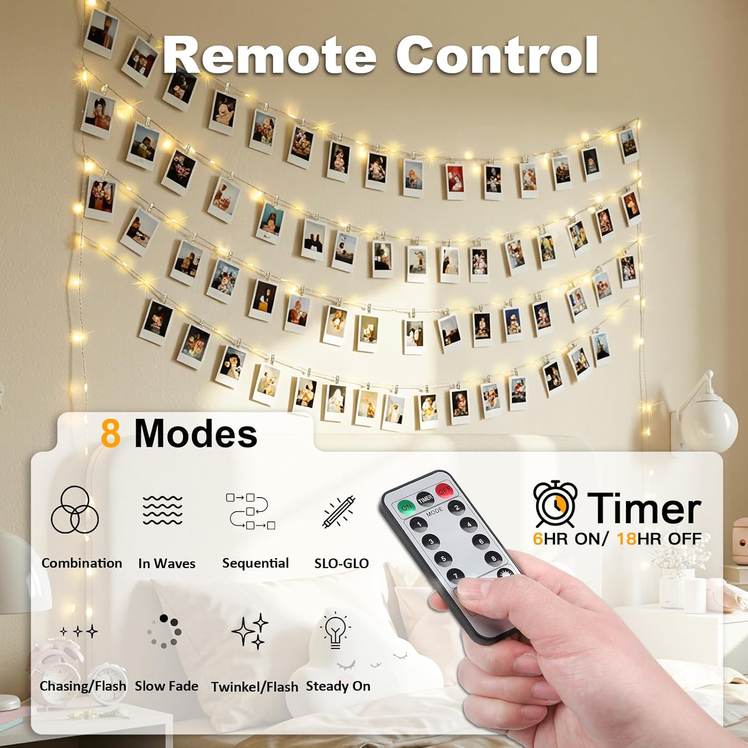 10M 100 LED Copper Photo Fairy Light Strip with Clips for Decor