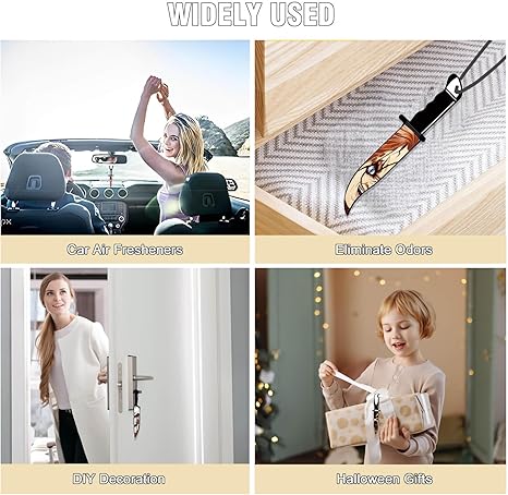 8PCS Horror Movie Car Air Fresheners – Knife-Shaped Hanging Ornaments with Classic Scary