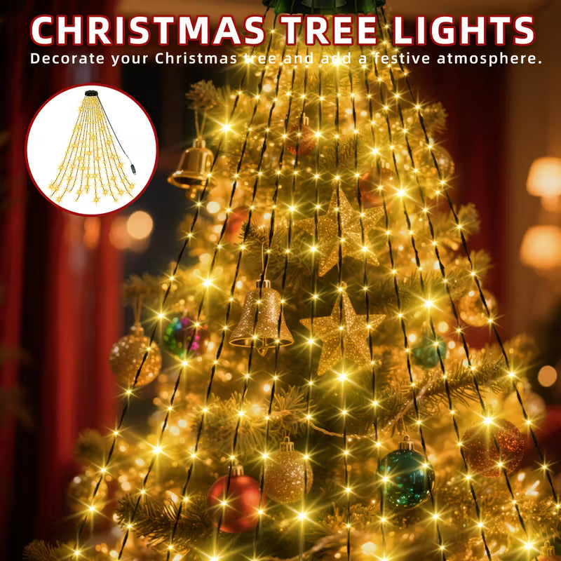 LED Waterfall String Lights for Christmas Trees, Garden, and Home Decor